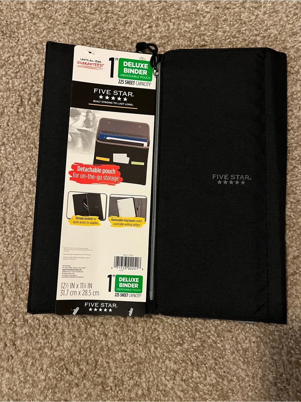 NWT Five Star Mead 1 inch Deluxe binder with zipper
